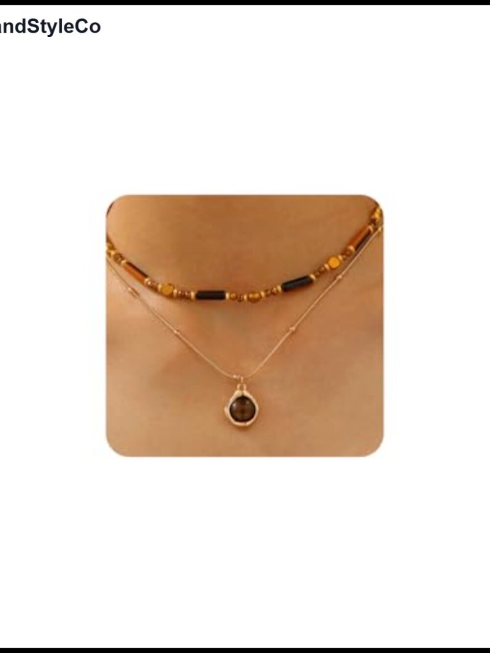 Tiger's Eye Stone Pendant Necklace Set, Chunky Layered Statement Necklaces for